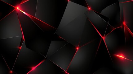 Aufkleber - Abstract Black And Red Geometric Design With Glowing Lines