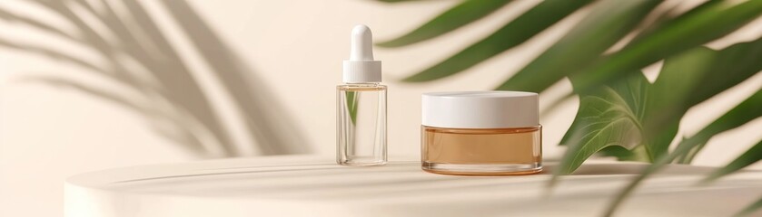 Poster - Elegant skincare products displayed on a neutral background
