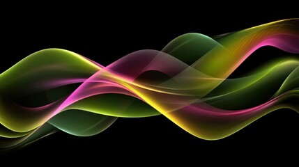 Poster - Abstract Colorful Waves Flowing Dark Background