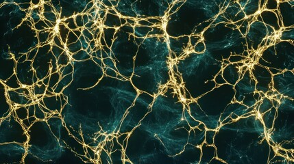 Poster - Golden Neural Network Abstract Art Design