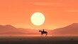 © Penatic Studio - Lone Rider Silhouette at Sunset Over Desert Mountains