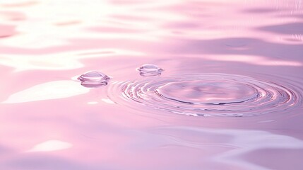 Aufkleber - Pink Water Drops Creating Concentric Circles