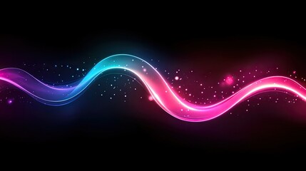 Poster - Abstract Neon Wave Design With Glowing Particles