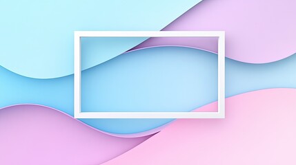 Poster - White Frame Over Pastel Wavy Background Design