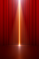 Canvas Print - red curtains with stairs and light effect