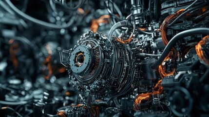 Leinwandbilder - Innovative alloys technology showcase high-tech industrial setting complex machinery close-up view material science insights