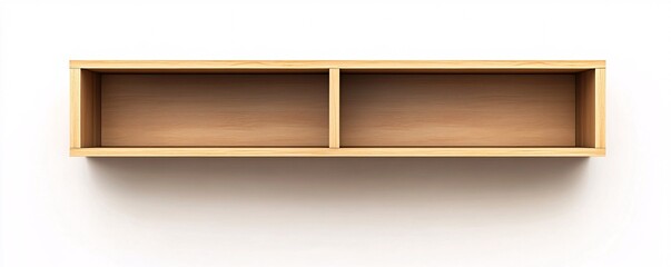 Aufkleber - Empty wooden shelf hanging on white wall