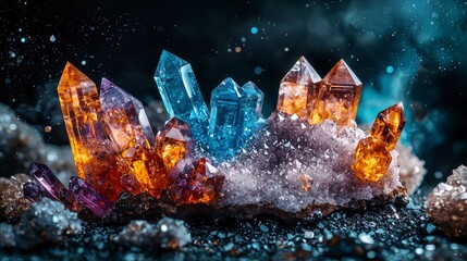 Leinwandbilder - Stunning crystal formations displaying material science applications in a natural setting macro photography perspective