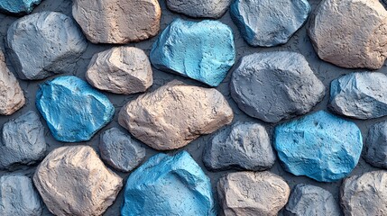 Canvas Print - Decorative Stone Wall Texture in Blue and Gray Hues.