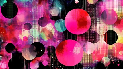 Poster - Abstract Colorful Circles Grunge Texture Art