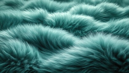 Wall Mural - Teal Fur Texture Soft Fluffy Waves