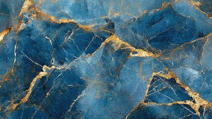 Wall Mural - Abstract Blue Marble Texture With Gold Veins