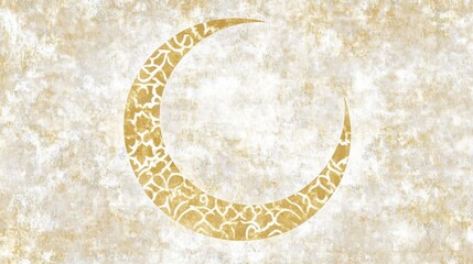 Poster - Ornate Gold Crescent Moon on Textured Background