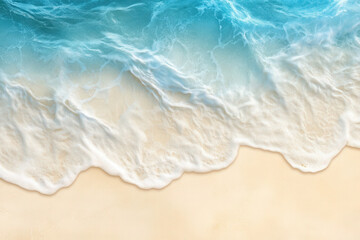 Wall Mural - Waves gently lap against a sandy beach under bright sunlight showcasing the beauty of a summer day