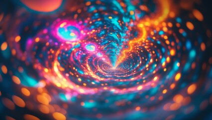 Poster - vivid spiral patterns of light create an illusion of depth in a colorful abstract design