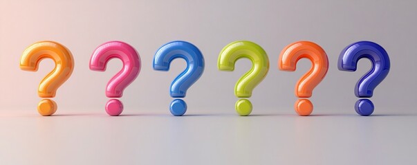 Poster - Row of colorful question marks standing on white background
