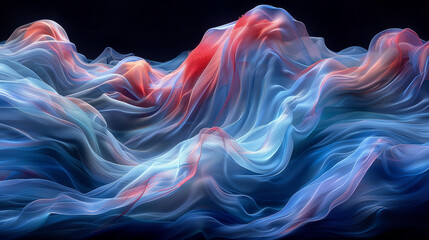 Poster - Abstract background of modern technological gradient waves in blue and pink tones, technology, modern, abstract, background, waves.