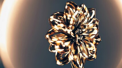 Poster - a stylized bloom with stacked, translucent petals and golden highlights against a glowing backdrop.
