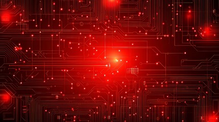 Poster - A dynamic red abstract technology background with futuristic elements, perfect for modern projects and innovation concepts, showcasing vibrant digital art.