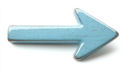 Poster - A beautifully shaped blue ceramic arrow, finished with a glossy sheen, directs attention to the right. Its smooth surface and intricate details showcase artisanal craftsmanship