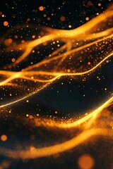 Poster - Abstract golden particles flowing on black background