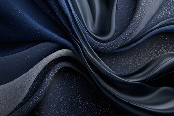 Poster - Fluid Transitions: Navy and Onyx Flowing Graphic with Speckled Texture