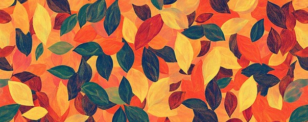 Aufkleber - Colorful autumn leaves pattern creating warm artistic background
