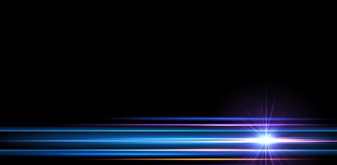 Poster - A line illuminated in purple and blue with a vibrant blue spot at its center