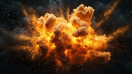 Wall Mural - realistic explosion with vibrant colors, captured on a black background, conveying energy and motion