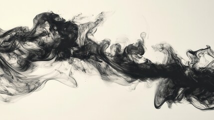 Fototapete - Abstract black smoke swirling gracefully across a light background creating a dramatic visual contrast and intricate patterns