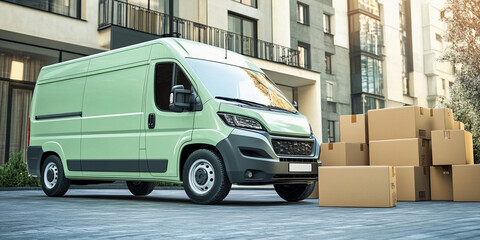 Aufkleber - Delivery van parked beside cardboard boxes in urban setting