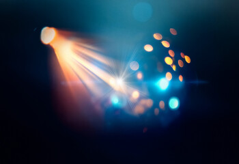 Leinwandbilder - A blue and black abstract gradient background with a grainy texture.