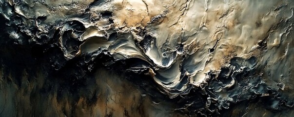 Poster - Abstract art depicting flowing lava or aerial view