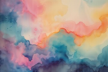 Wall Mural - Ethereal Watercolor Gradient Background with Dreamy Haze and Vintage Retro Style