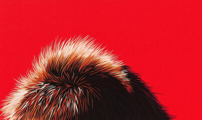 Poster - Vibrant Abstract Animal Fur Illustration on Bold Red Background Showcasing Dynamic Textures