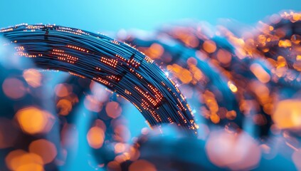 Poster - Stock photography showcases digital cyberspace with particles and a Digital data network environment