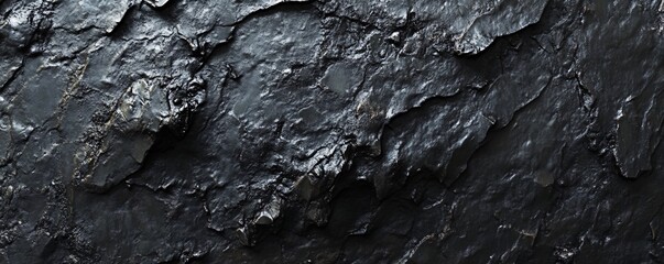 Poster - Dark black rock texture background showing rough surface