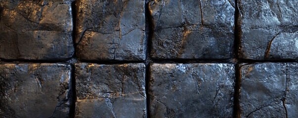 Poster - Dark and grunge stone floor tiles forming a seamless texture