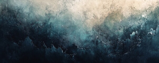 Poster - Abstract oil painting creating moody dark blue and beige background texture