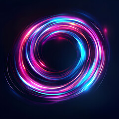 Poster - Cosmic Glow: A swirling neon light trails a dazzling path in mesmerizing concentric circles against a dark backdrop. It exudes an energy that's both futuristic and captivating.