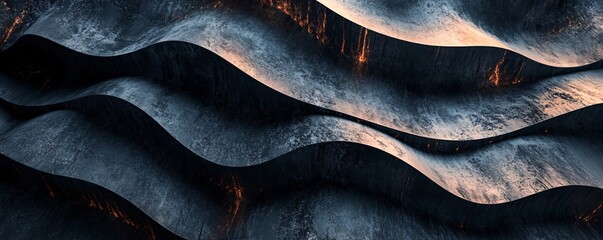 Poster - Dark and grunge metal plates background with orange glow