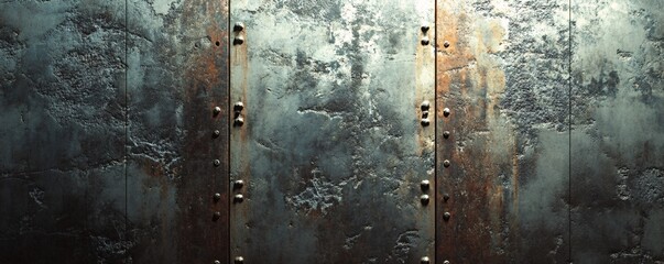 Poster - Rusty metal plates forming industrial wall background