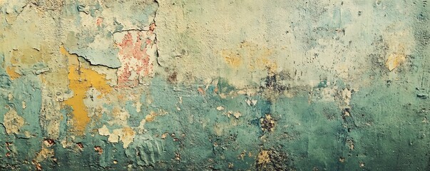 Aufkleber - Old cracked wall showing many layers of paint