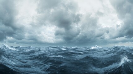 Wall Mural - dramatic and stunning storm clouds over the ocean with rain and waves