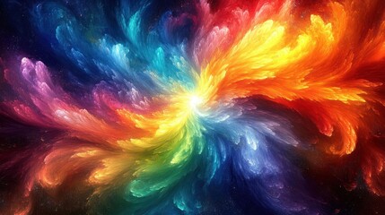 Wall Mural - Vibrant swirling rainbow colors, abstract art.