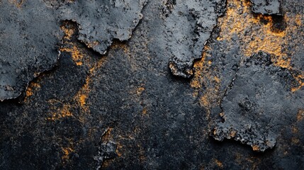 Poster - Dark and textured abstract background with gold highlights