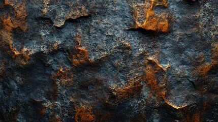 Poster - Dark rock face texture showing rough surface with metallic veins