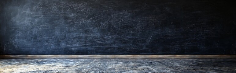 Wall Mural - stand before a uniform black chalkboard background, presenting a grainy texture that offers a clean 