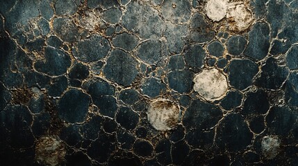 Poster - Dark stone wall with gold veins forming abstract pattern