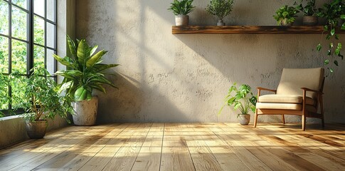 Poster - Compact space with an armchair placed in front of a stark white wall - 3D rendering